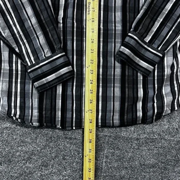 Tommy Bahama Long Sleeve Striped Black White Gray Cotton/Silk Blend Large - Picture 10 of 11